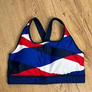 Under Armour Freedom USA Sports Bra Compression Red‎ White Blue Stars Stripes XL